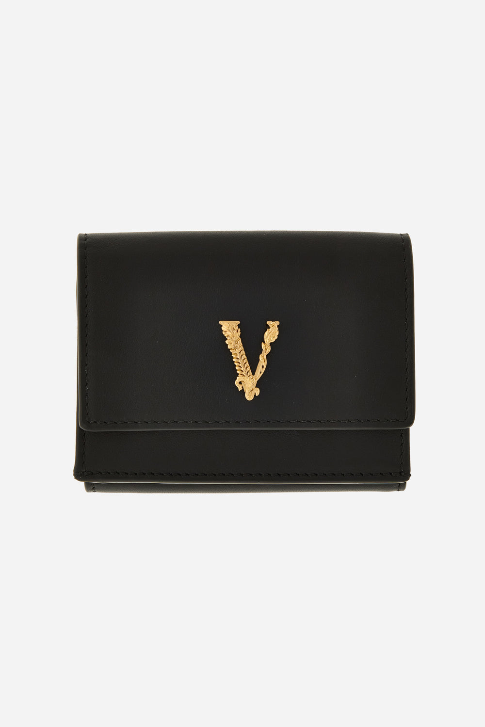 Versace — Virtus Trifold Wallet In Calf Leather
