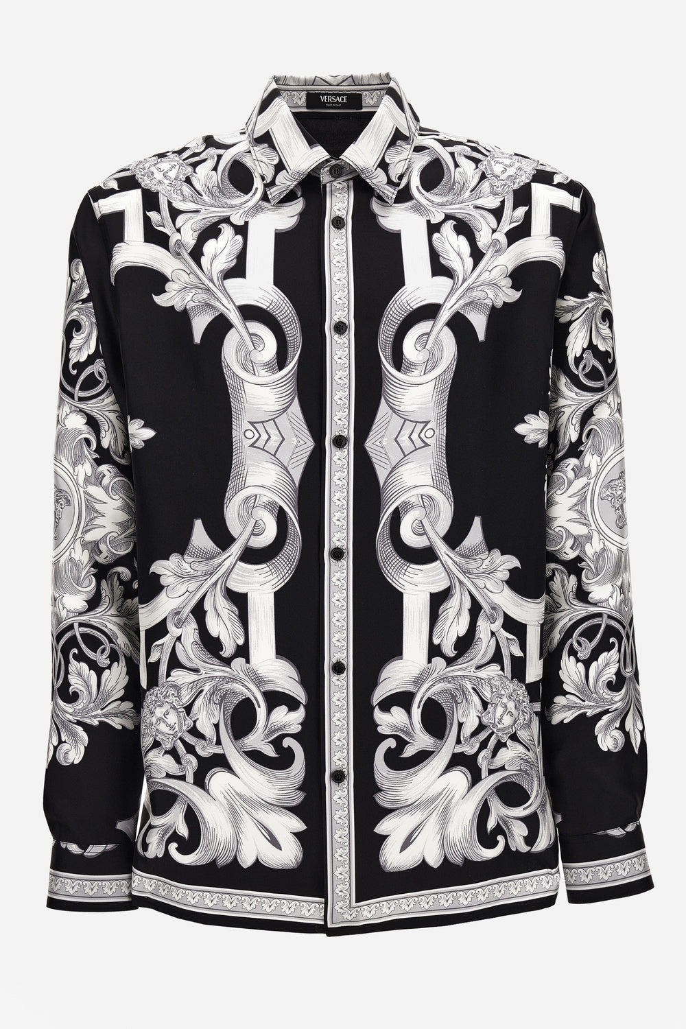 Versace — Informal Shirt In Silk Twill Architectural Barocco Print