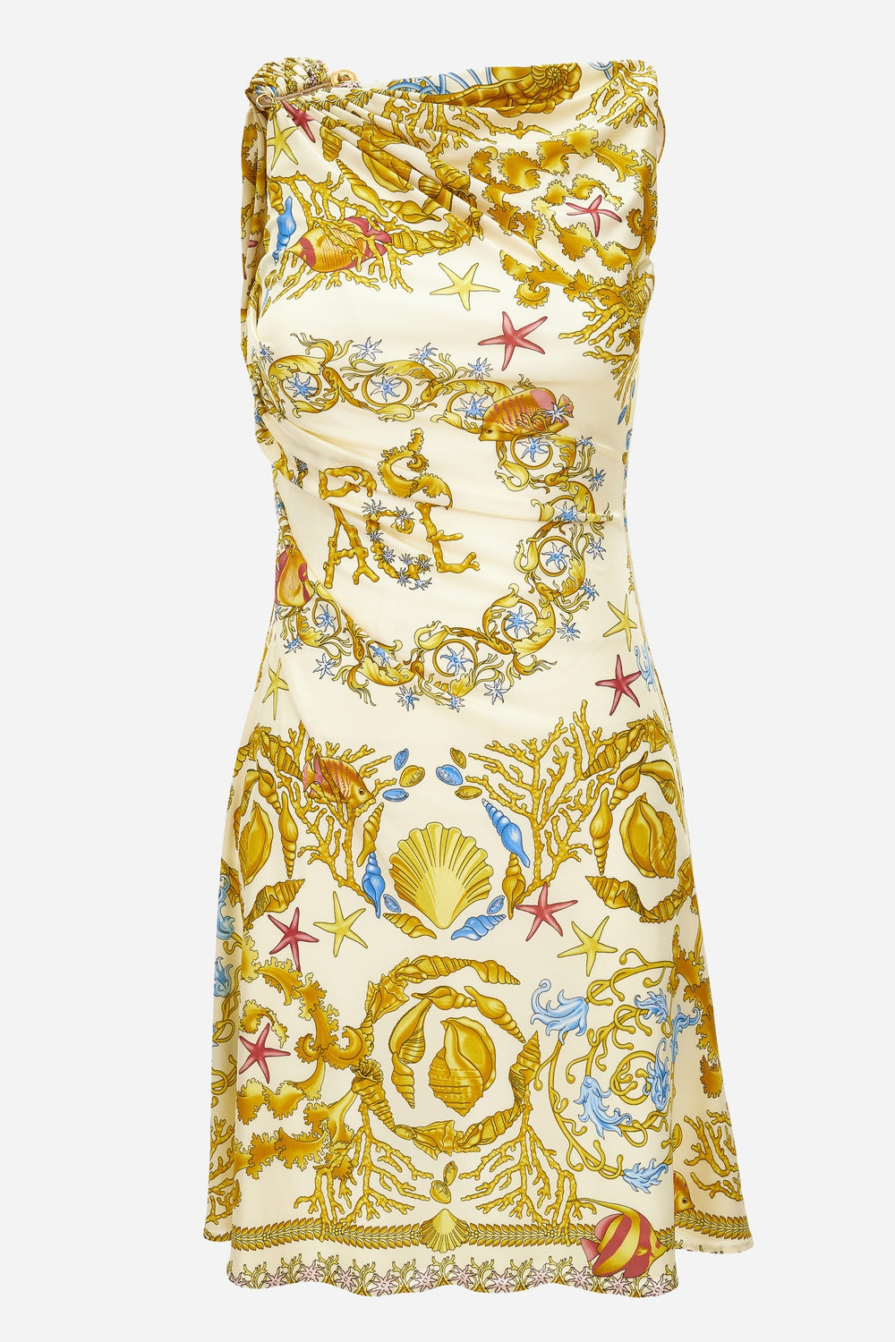 Versace — Dress In Underwater Barocco Foulard On Responsible Viscose Liquid Jersey