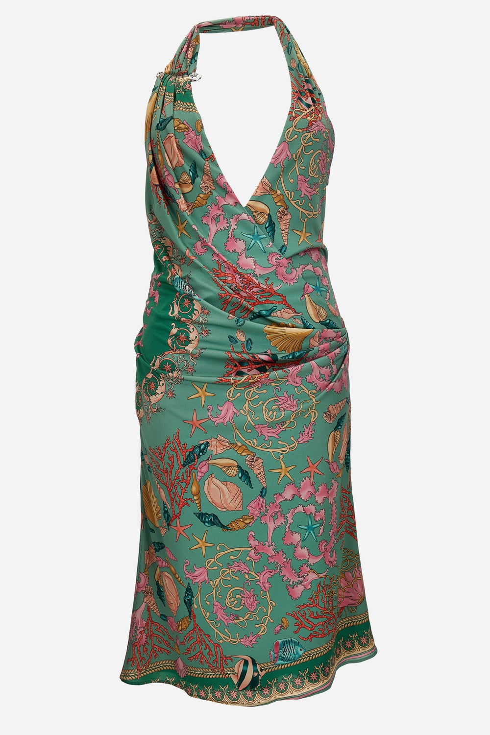 Versace — Dress In Underwater Barocco Foulard On Responsible Viscose Liquid Jersey