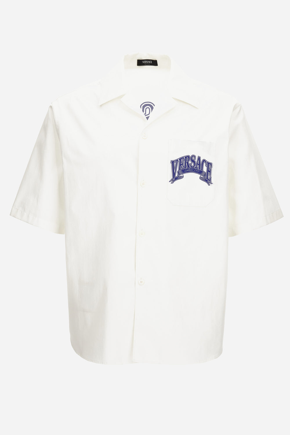 Versace — Informal Shirt In Cotton Poplin Fabric Versace Crest Print