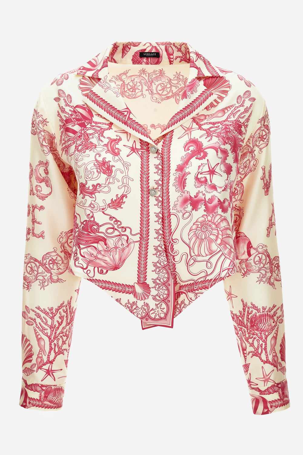 Versace — Informal Shirt In Underwater Barocco Bicolour Foulard On Silk Twill