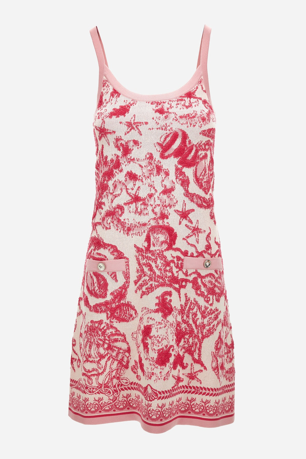 Versace — Knit Dress In Underwater Barocco Towel Stitch Stretch Viscose Blend