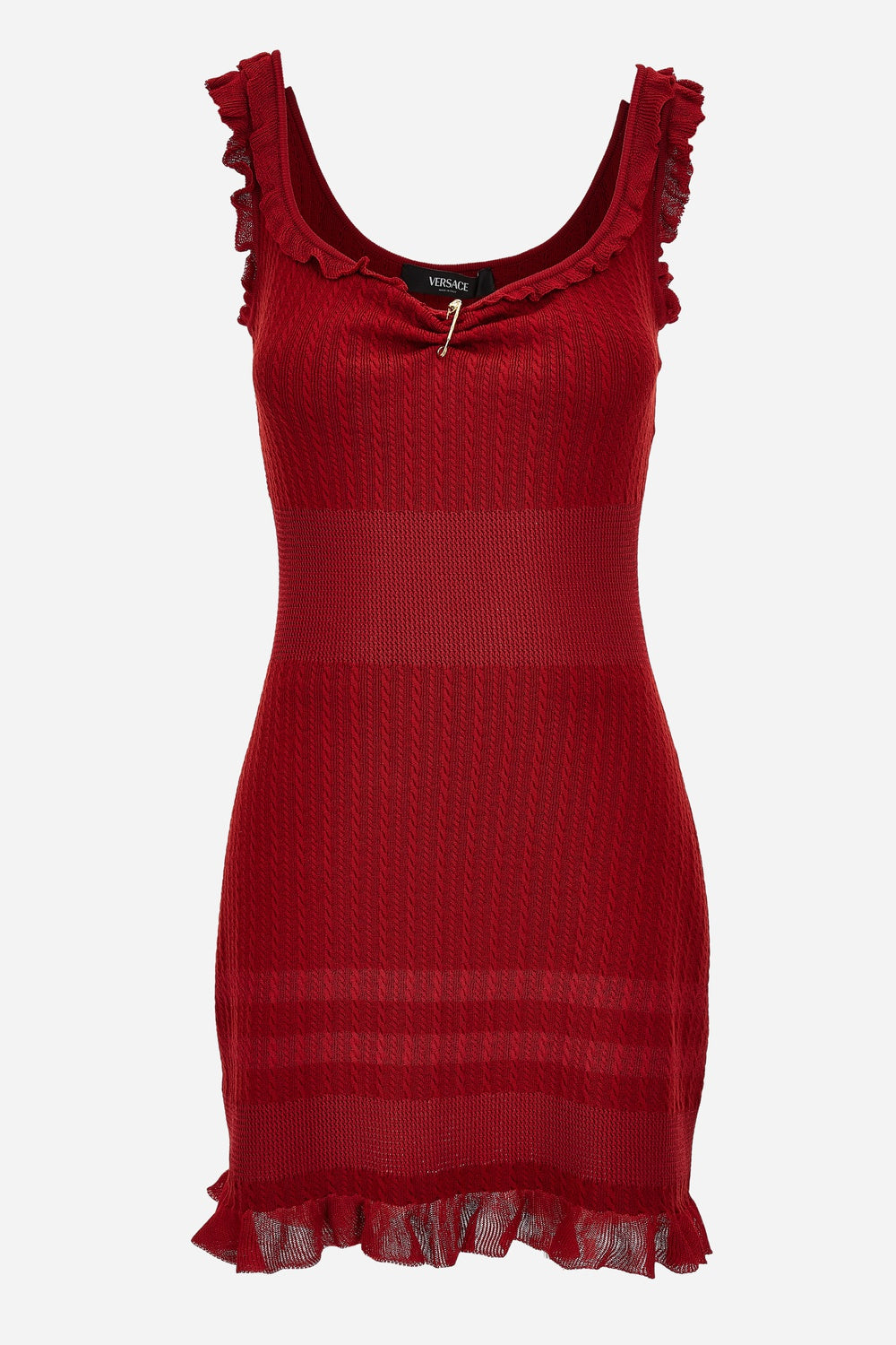 Versace — Knit Dress In Micro Cable Wool Blend