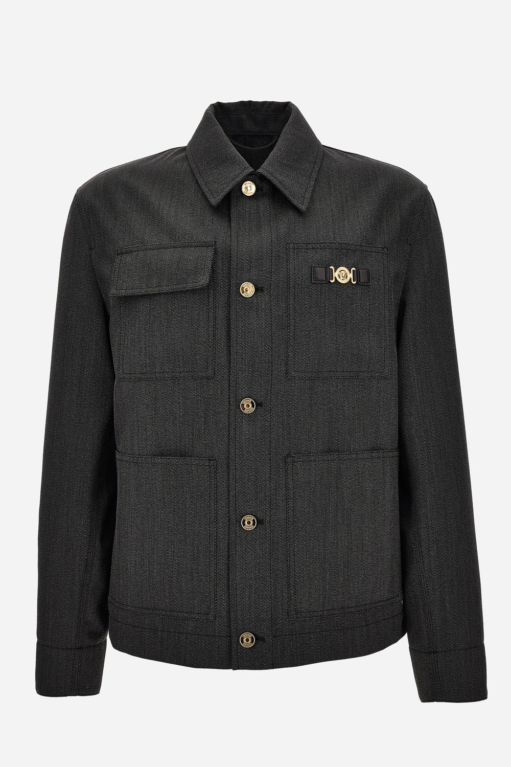 Versace — Blouson In Wool Twill Mouline Fabric