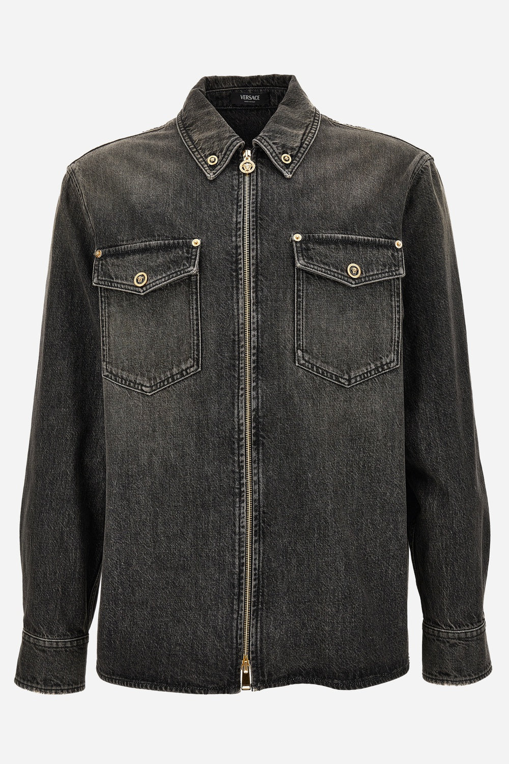 Versace — Shirt Denim In Denim Stop Wash Dirty Black