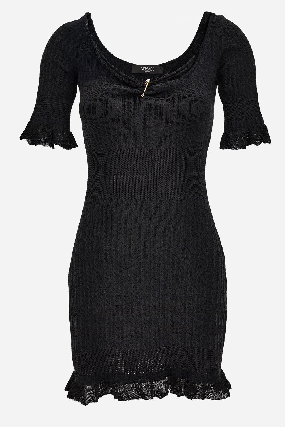 Versace — Knit Dress In Micro Cable Wool Blend