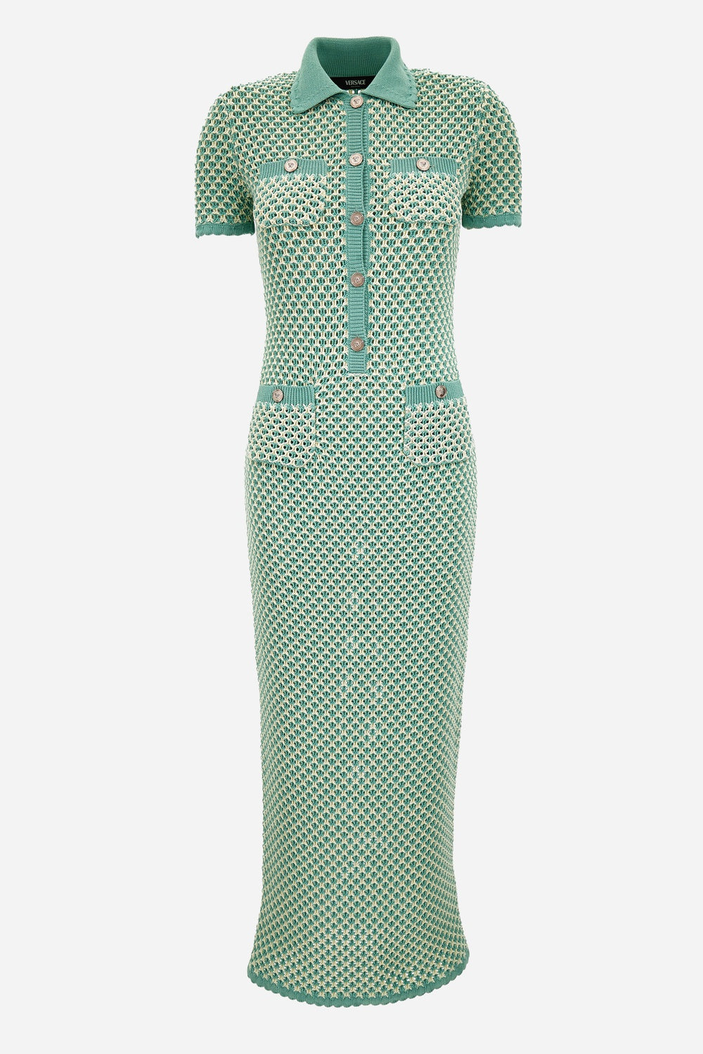 Versace — Knit Dress In Crochet Compact Cotton