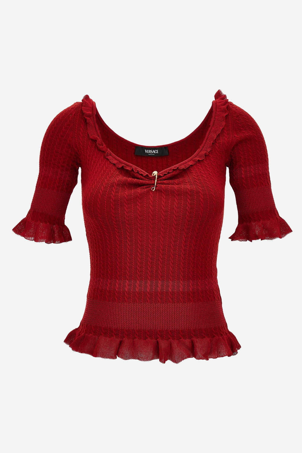 Versace — Knit Sweater In Micro Cable Wool Blend