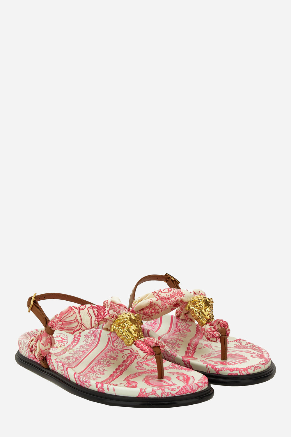 Versace — La Medusa Sandal T.10 In Fabric+Calf Leather