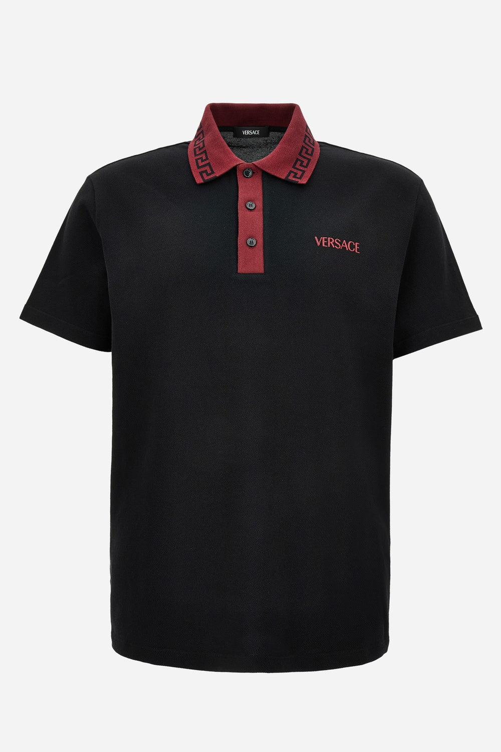 Versace — Polo In Piquet Fabric - Greek Key Collar
