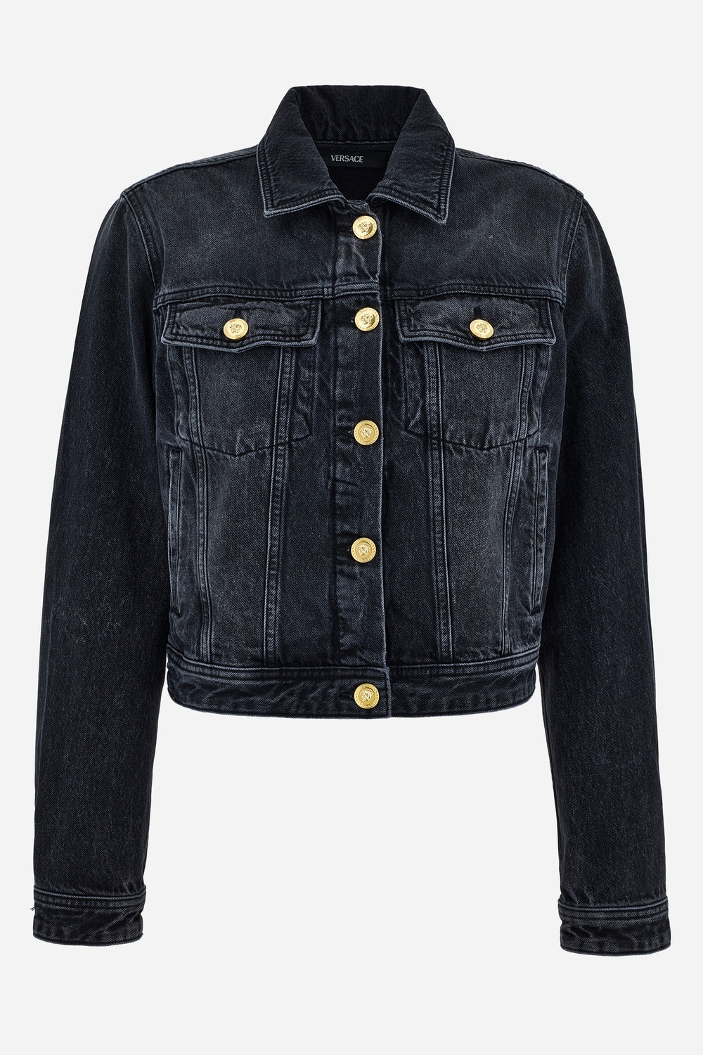 Versace — Jacket Denim In Black Denim Fabric Stone Wash