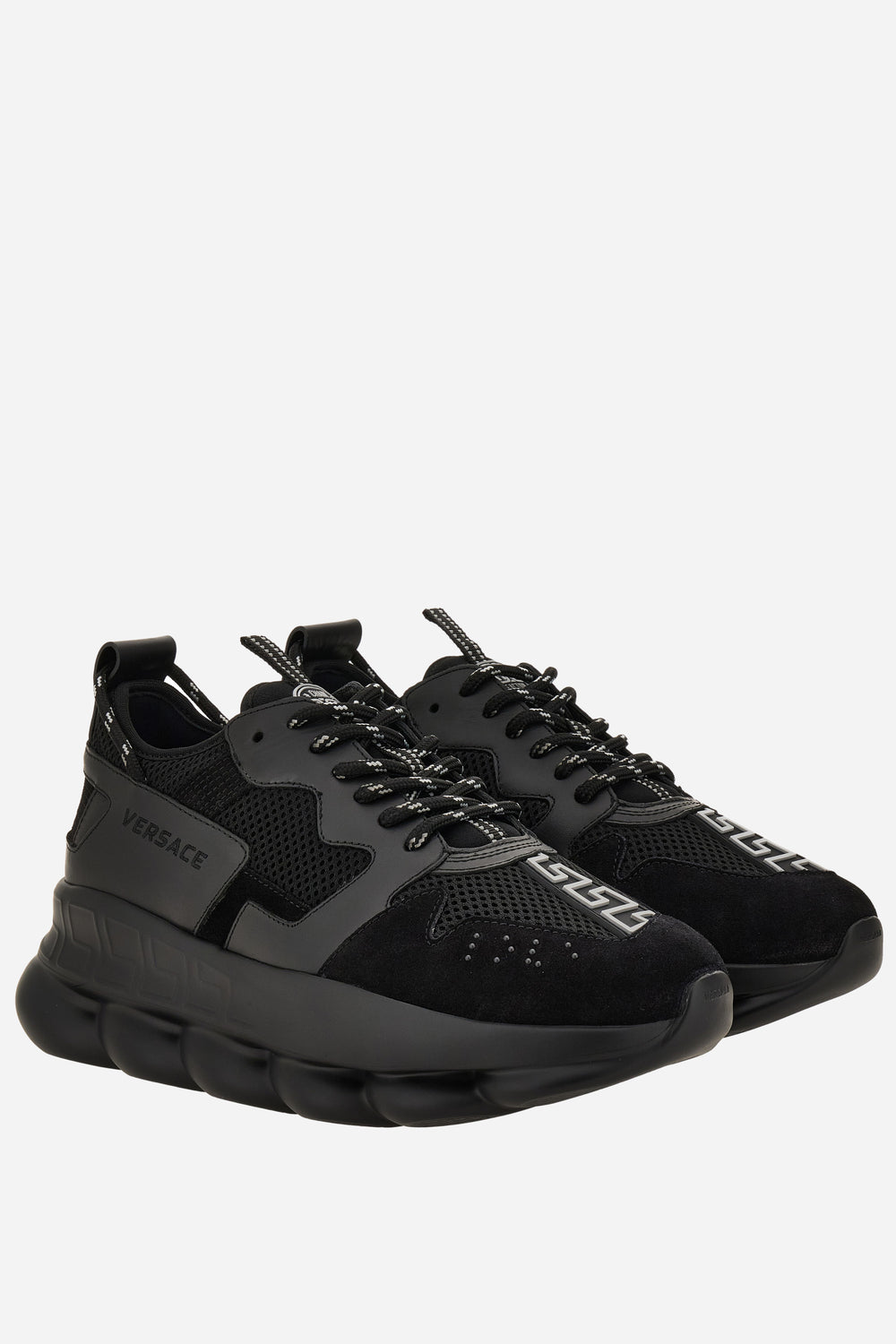 Versace — Chain Reaction Low Top In Suede-Laether-Fabric