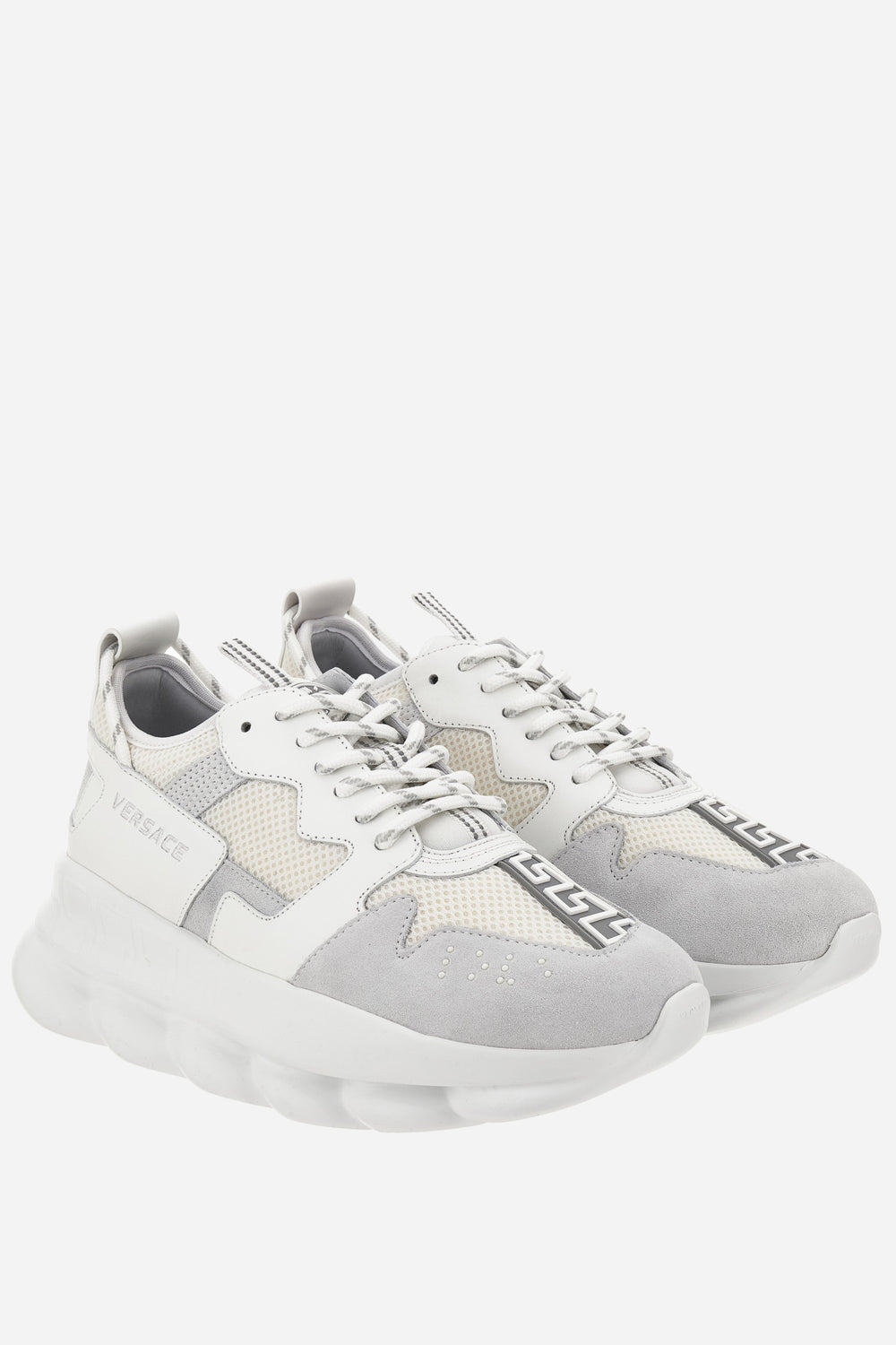 Versace — Chain Reaction Low Top In Suede-Laether-Fabric