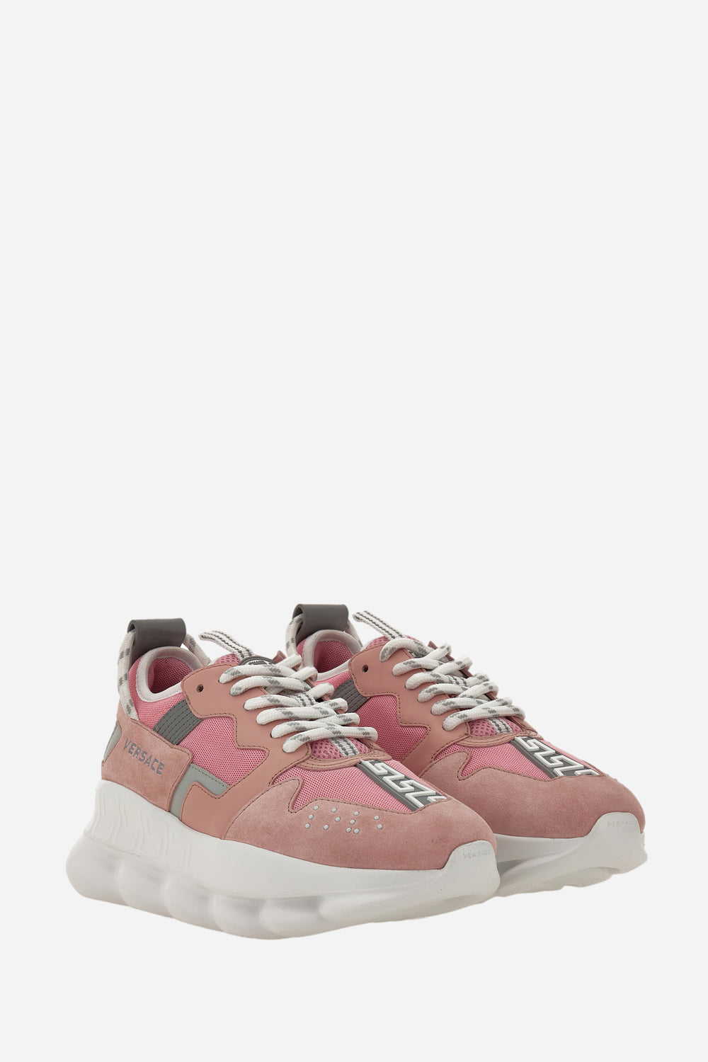 Versace — Chain Reaction Sneaker In Split Leather-Fabric-Calf Leather