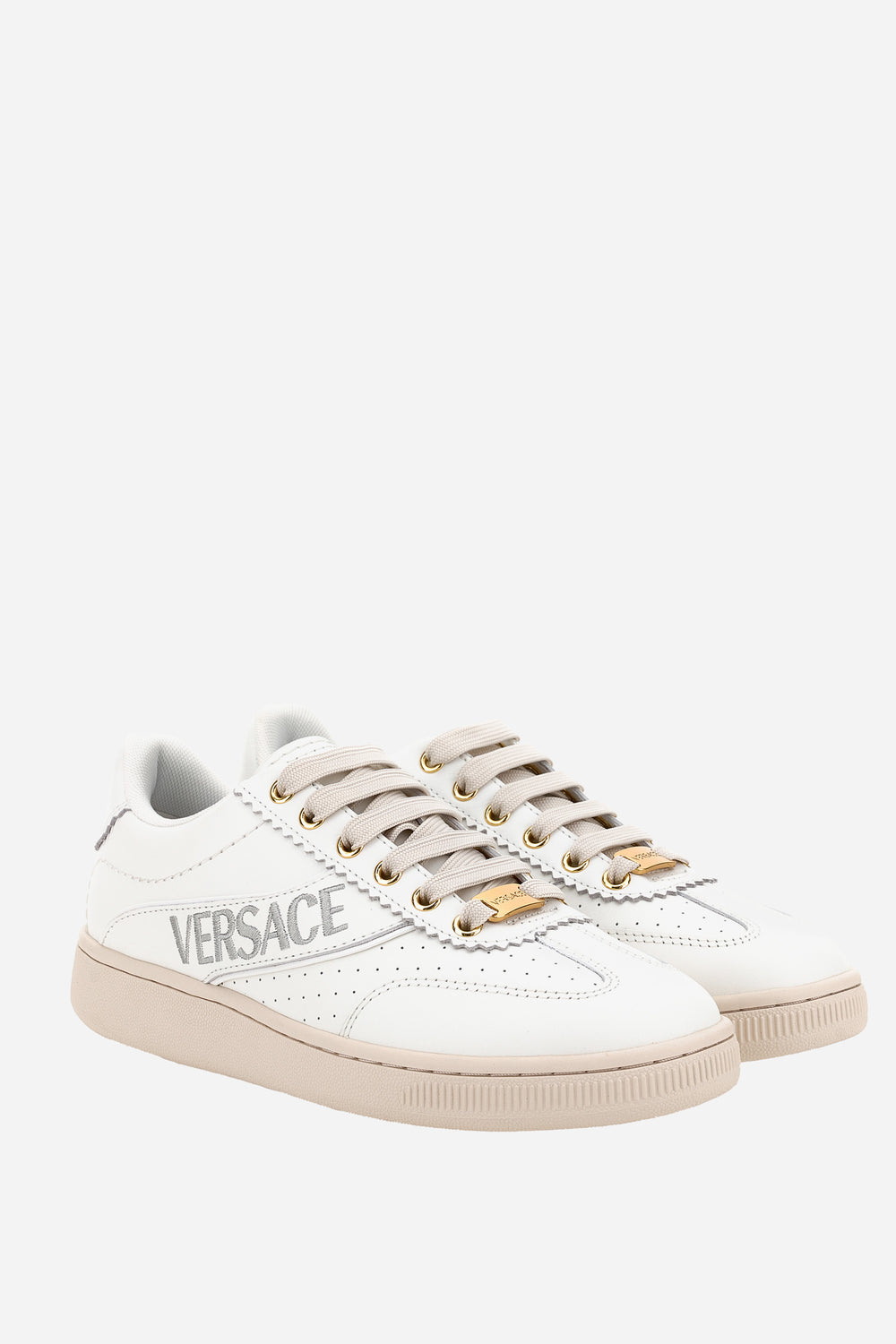 Versace — Tennis Low Top In Calf Leather-Fabric
