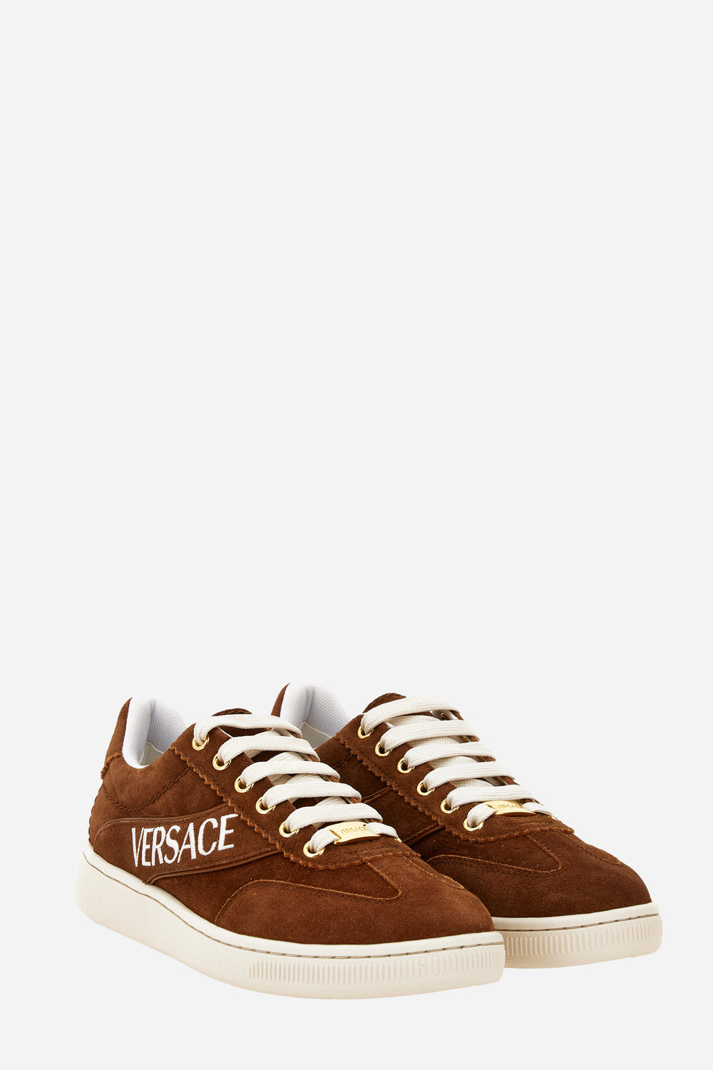 Versace — Tennis Low Top In Suede-Versace Embrodery