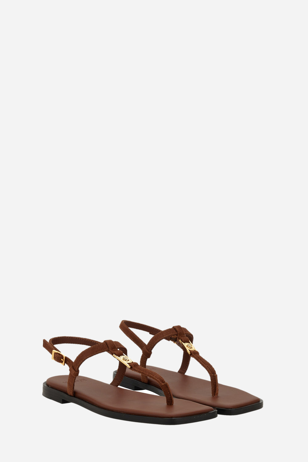 Versace — Medusa Lock Sandal In Suede-Enamel Hw