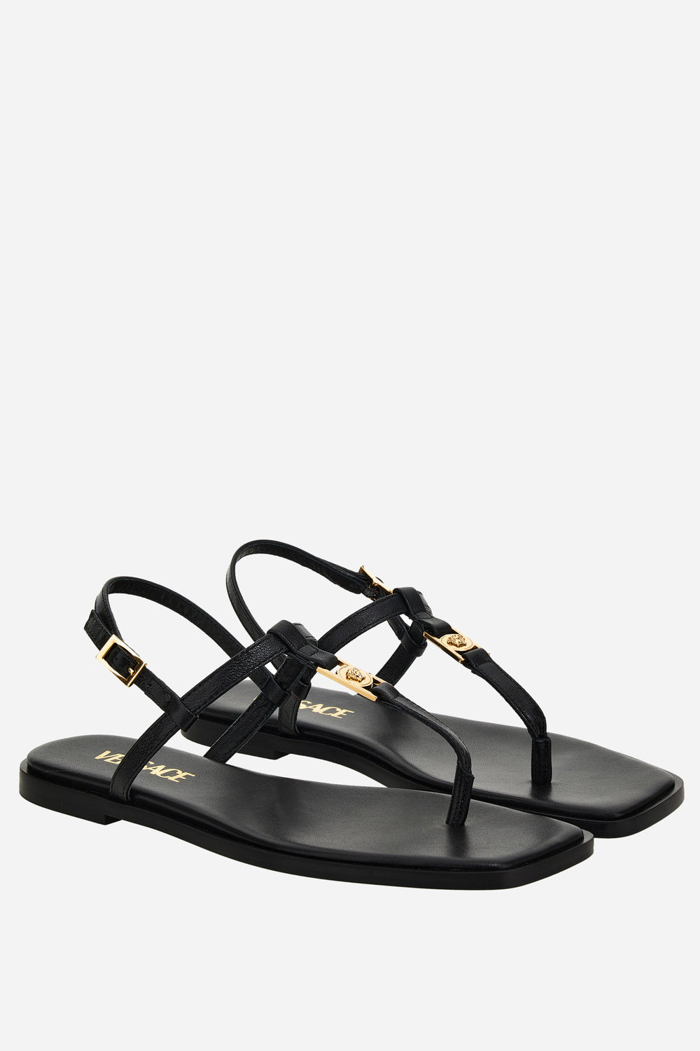 Versace — Medusa Lock Sandal In Shiny Calf Leather-Metal Hardware