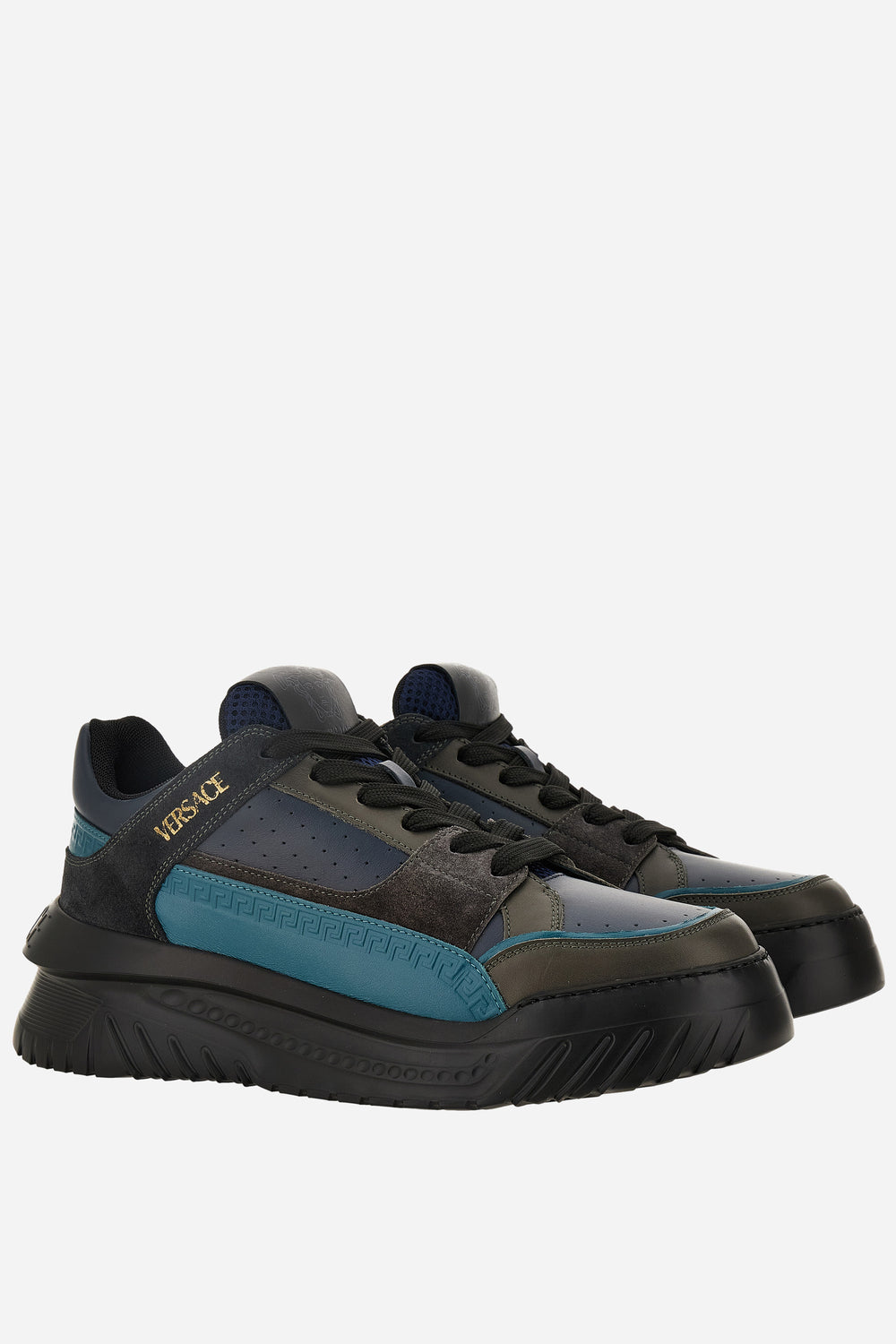 Versace — Oversize Court Sneaker In Calf Leather-Fabric