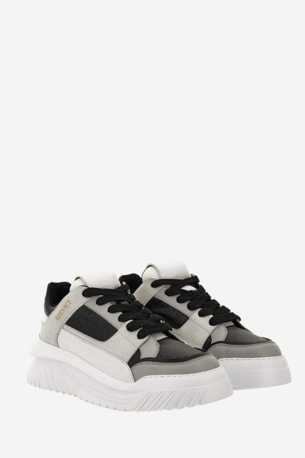 Versace — Oversize Court Sneaker In Calf Leather-Fabric