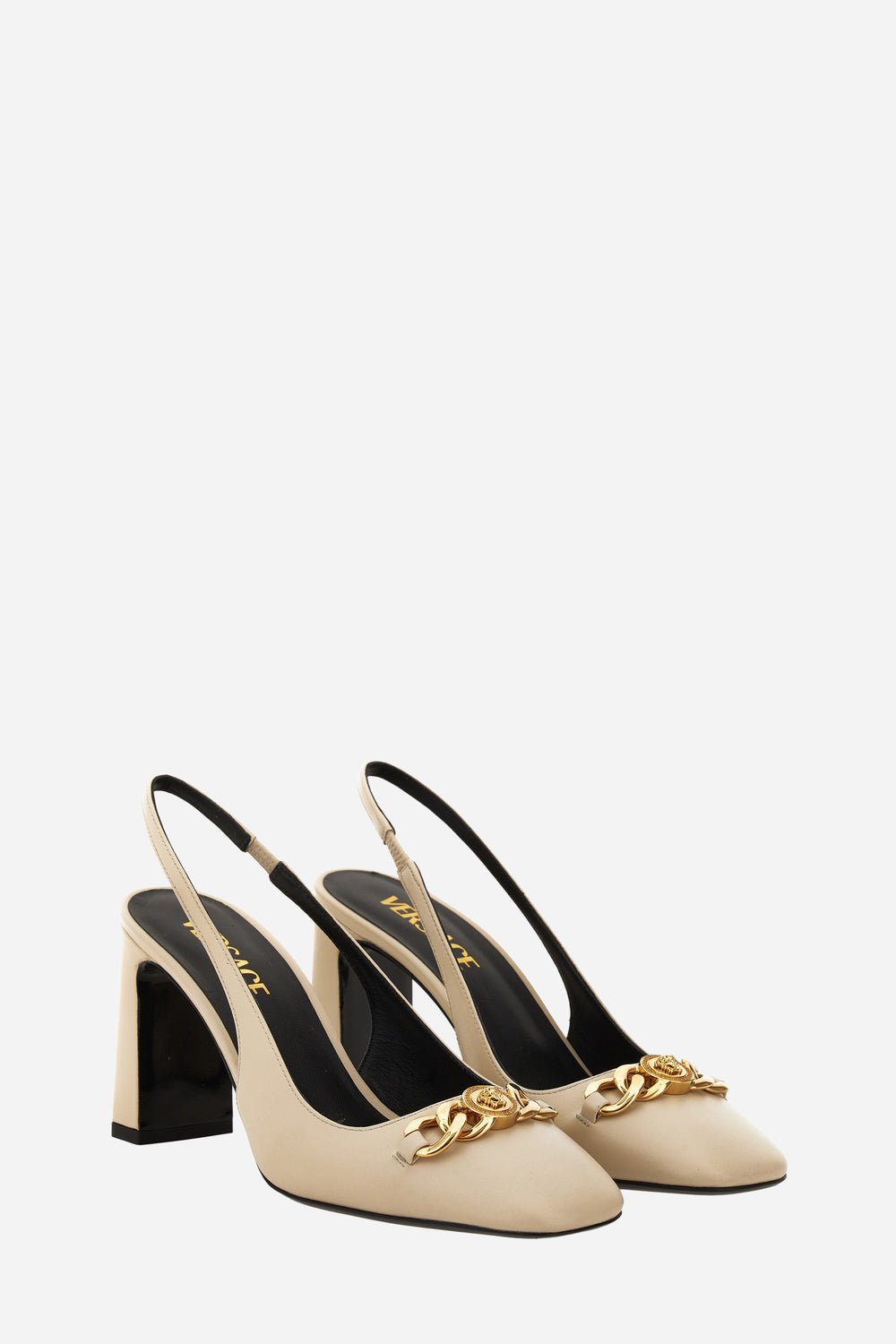 Versace — Icon Chain Sling Back In Calf Leather