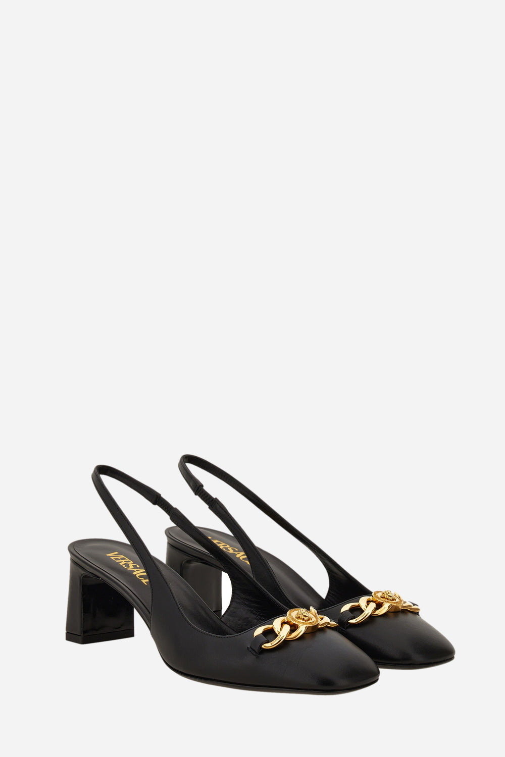Versace — Icon Chain Sling Back In Calf Leather