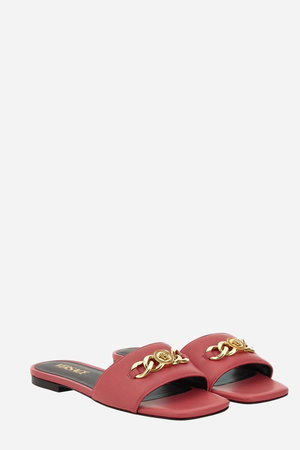 Versace — Icon Chain Flat Sandal In Calf Leather
