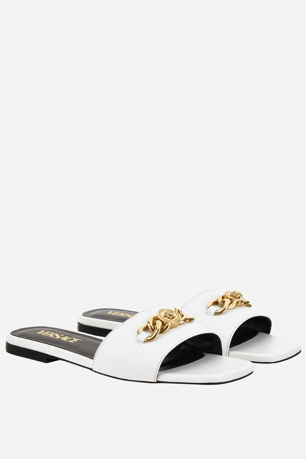 Versace — Icon Chain Flat Sandal In Calf Leather