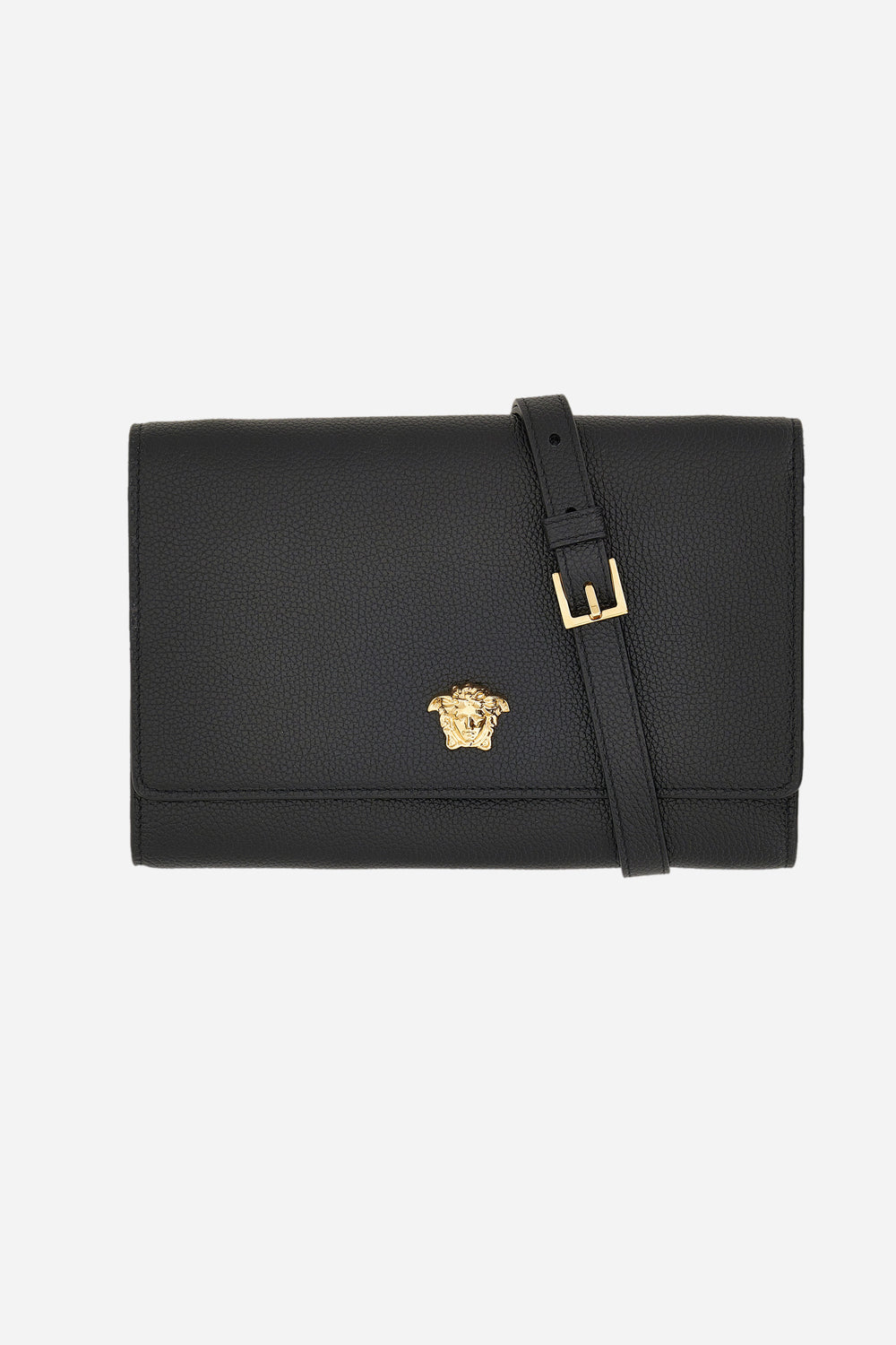 Versace — La Medusa Wallet On Strap In Grainy Calf Leather