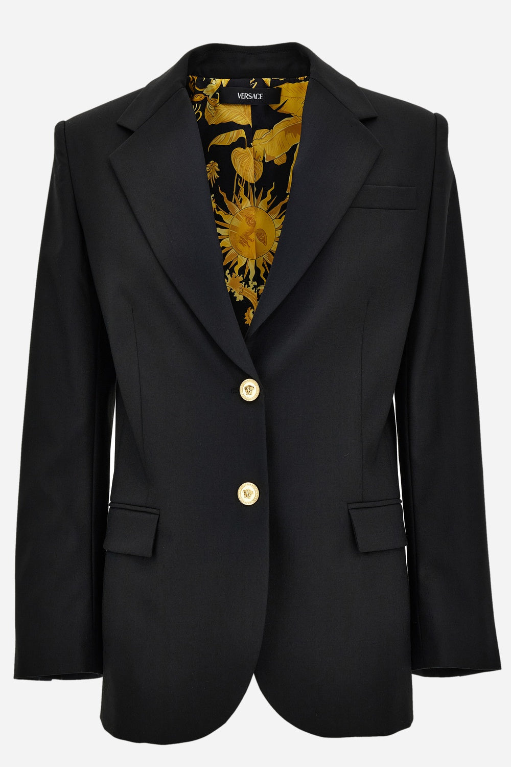 Versace — Informal Jacket In Wool-Barocco Palm Allover Printed Lining