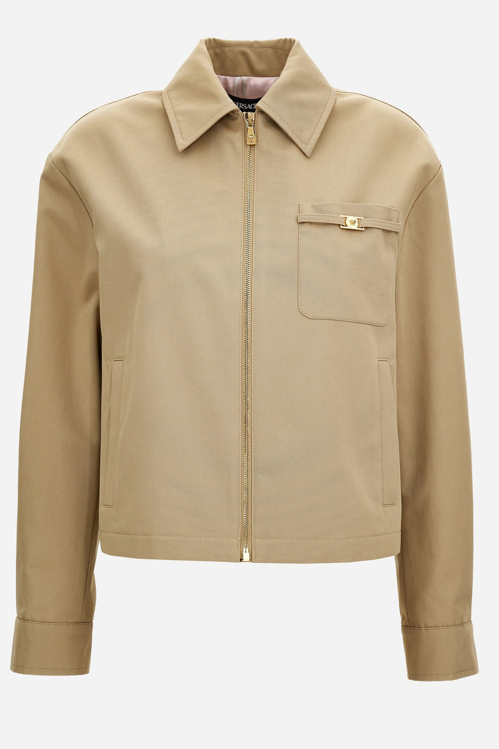 Versace — Blouson In Cotton Fabric With Allover Chain Print Lining