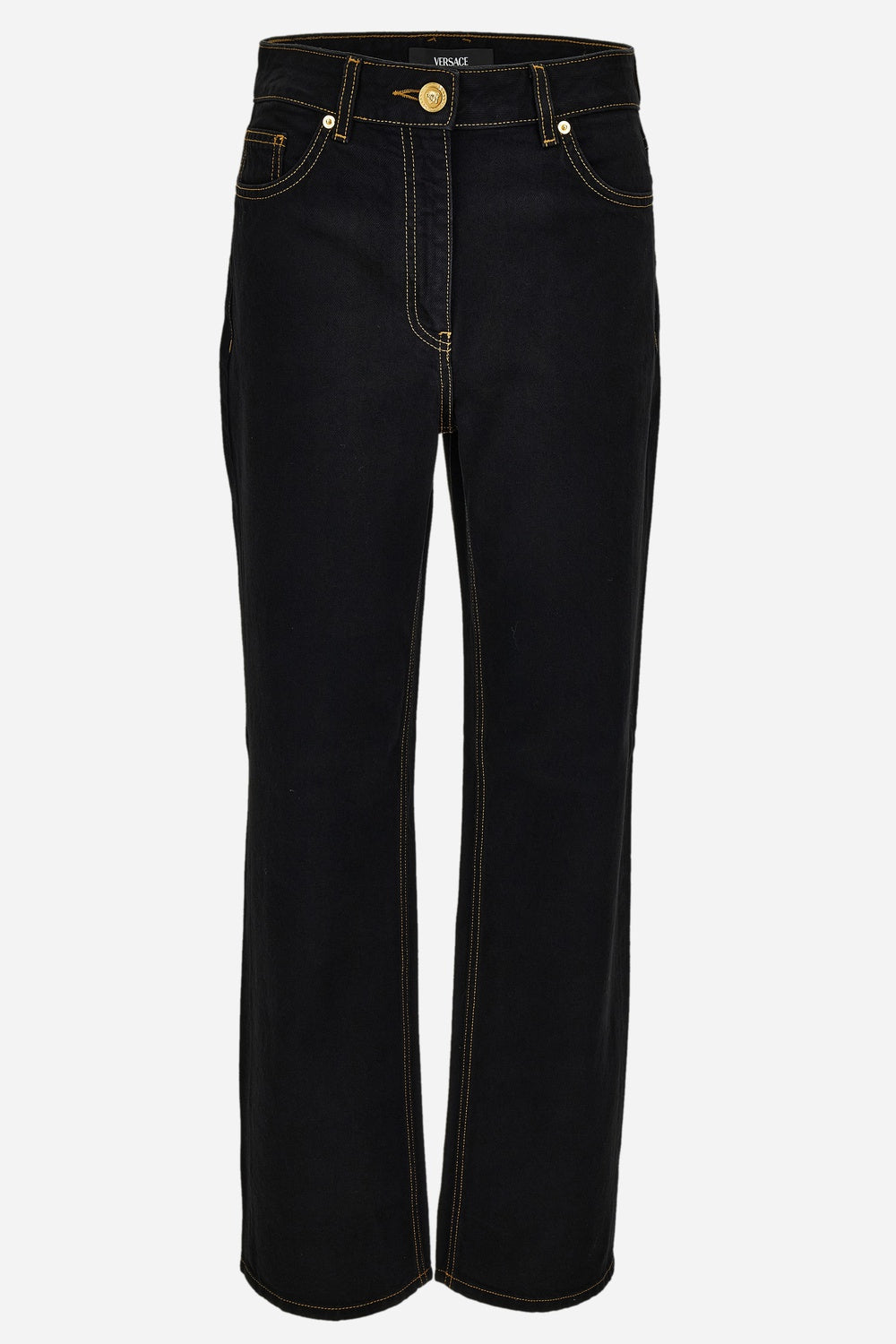 Versace — Pant Denim In Rinse Wash Denim With Medusa Embroidery