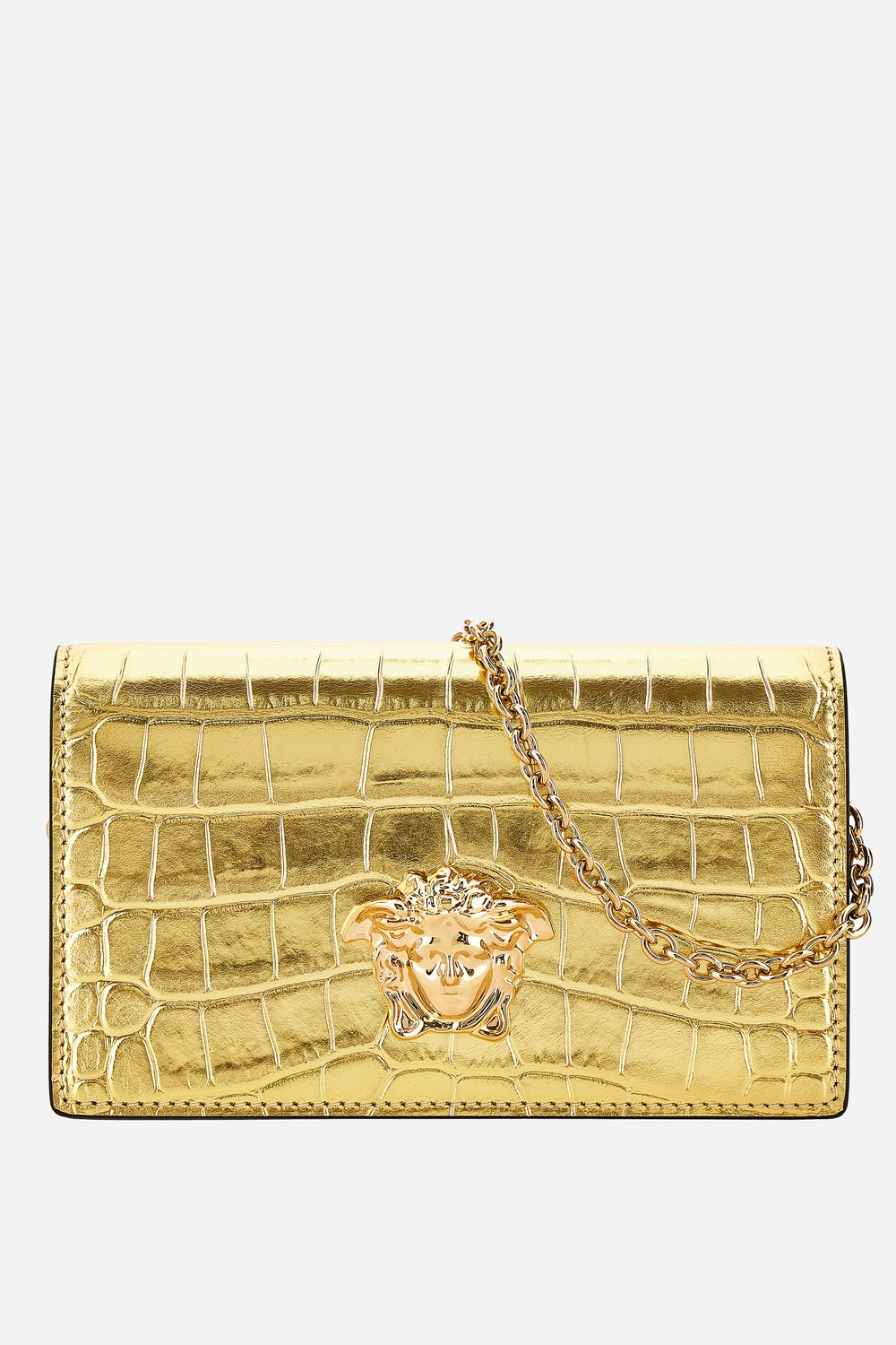 Versace — La Medusa Mini Bag In Embossed Croc Laminated Calf Leather