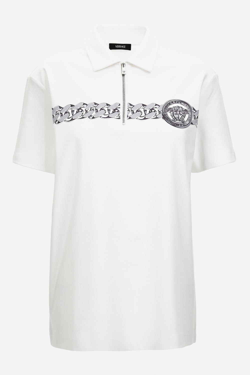 Versace — Polo In Cotton Jersey Fabric-Medusa Chain Print
