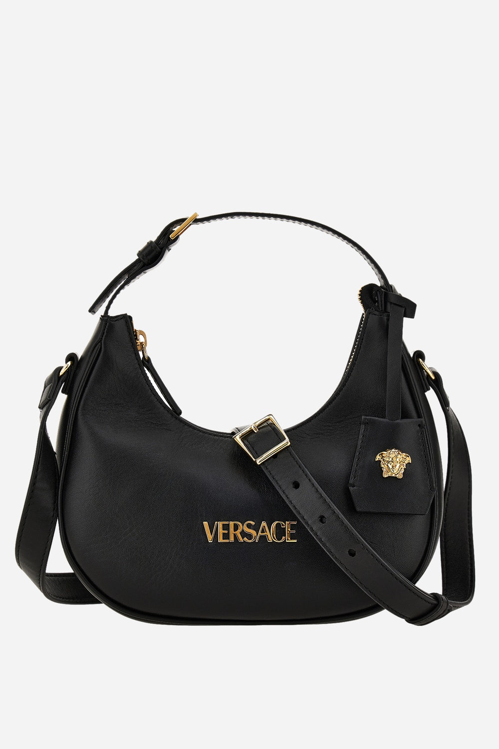 Versace — Versace Tag Half Moon Bag In Lamb Leather
