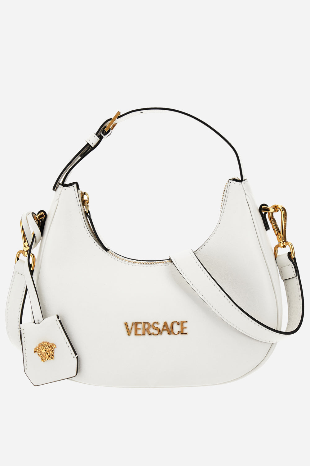 Versace — Versace Tag Half Moon Bag In Lamb Leather