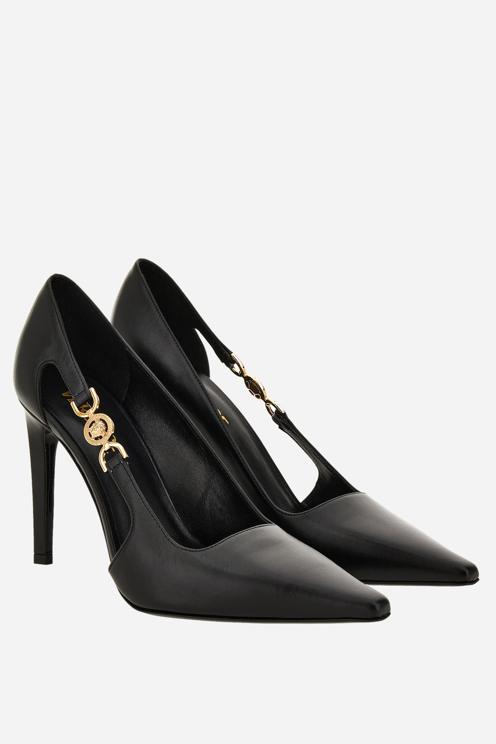 Versace — Medusa 95 Pump H.100 In Shiny Calf Leather-Metal Hardware