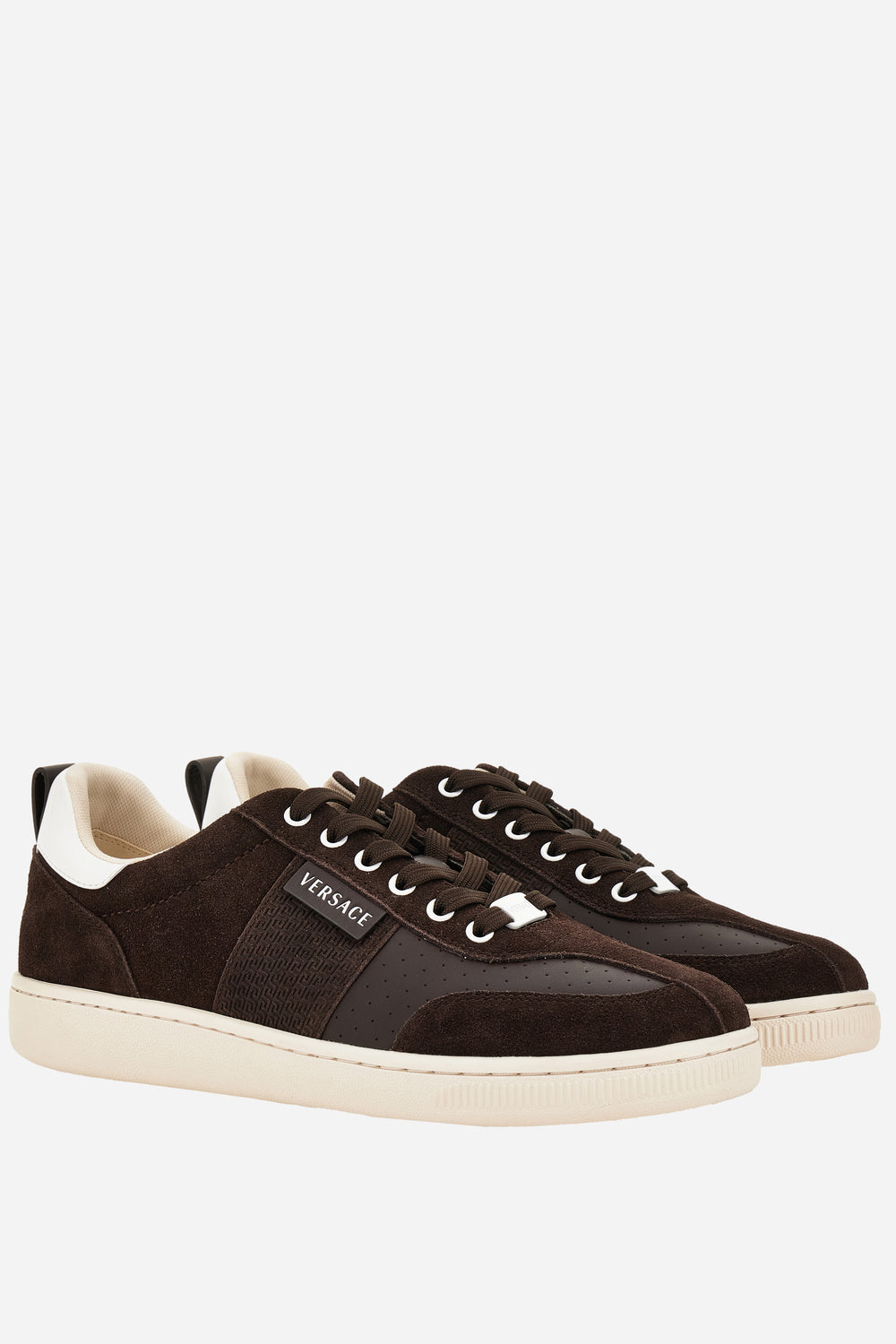 Versace — Tennis Sneakers In Calf Leather+Suede