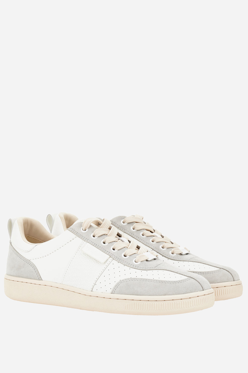 Versace — Tennis Sneakers In Calf Leather+Suede