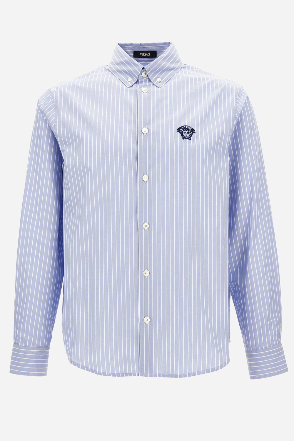 Versace — Informal Shirt In Cotton Poplin Queen + Medusa Outline Embroidery