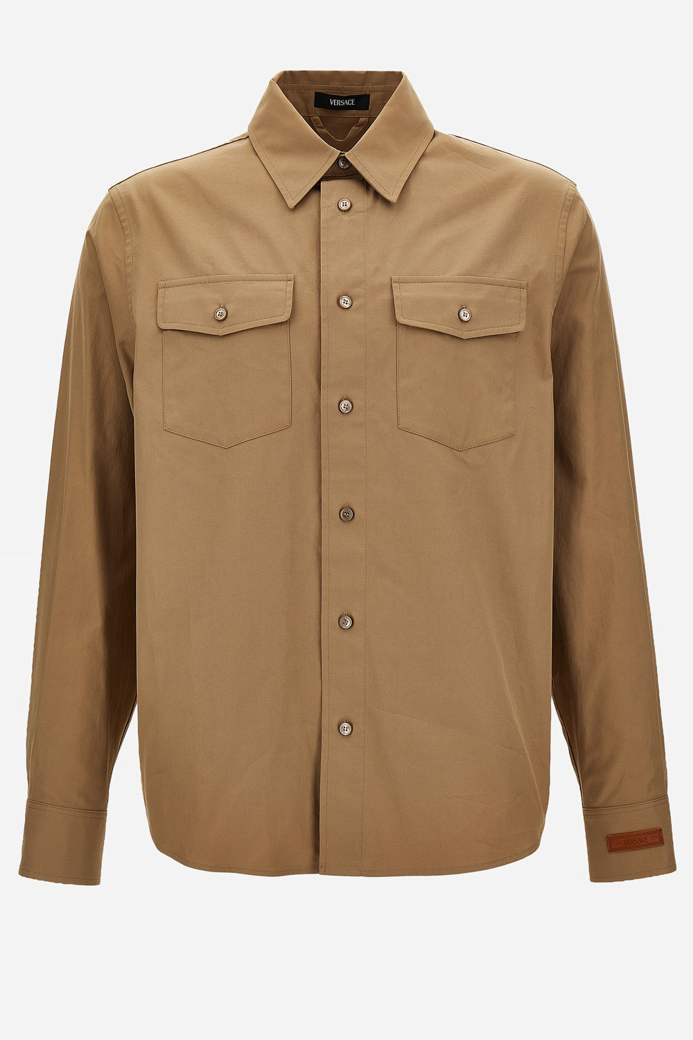 Versace — Informal Shirt In Cotton Twill Gabardine Wr+Versace Patch
