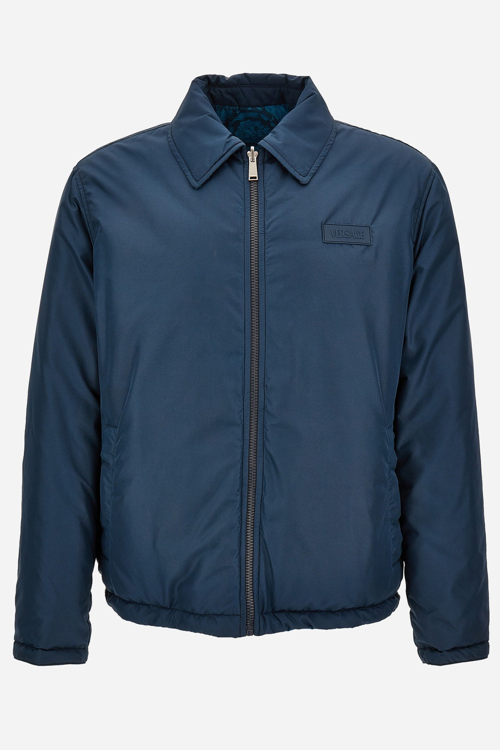 Versace — Reversible Blouson In Plain Technical Fabric + Poly Wr Grs Print Barocco 92 Allover Canvas Print