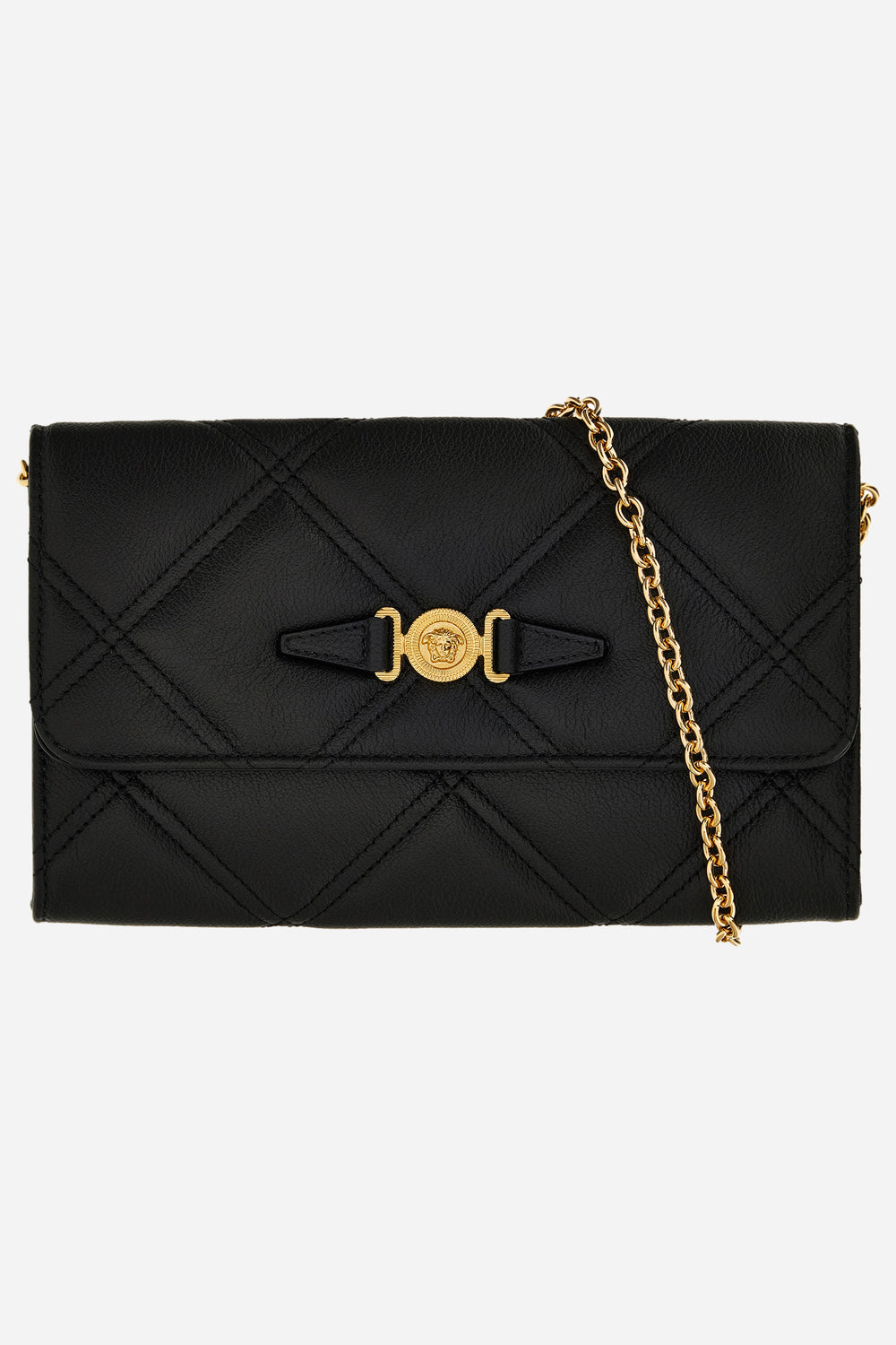 Versace — Medusa Biggie Wallet On Chain In Quilted Calf Leather