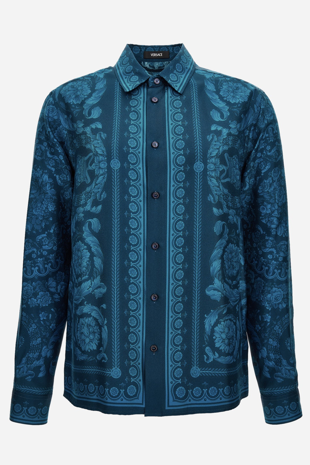 Versace — Informal Shirt In Silk Twill Fabric Barocco Print