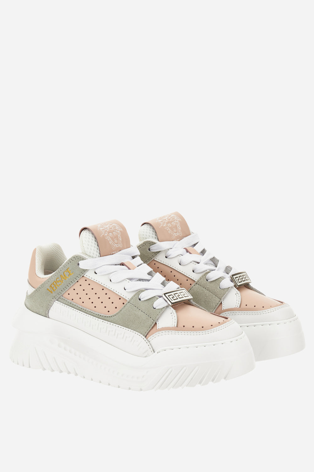 Versace — Oversize Court Sneaker In Calf Leather-Fabric
