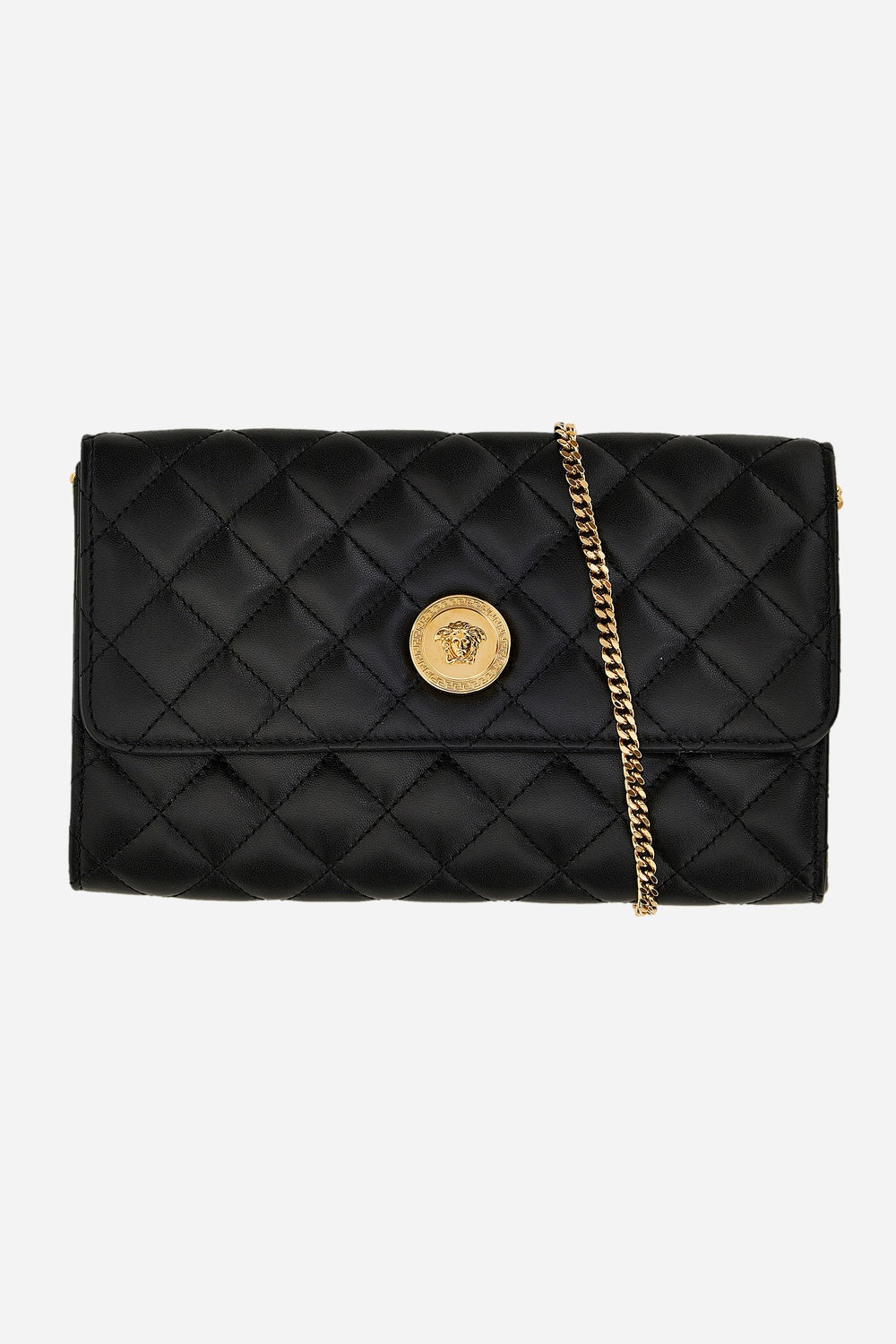Versace — Icon Wallet On Chain In Quilted Lamb Leather