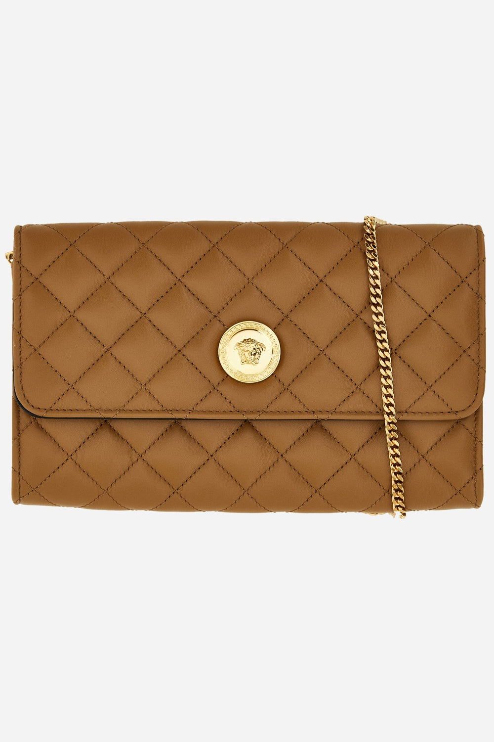Versace — Icon Wallet On Chain In Quilted Lamb Leather
